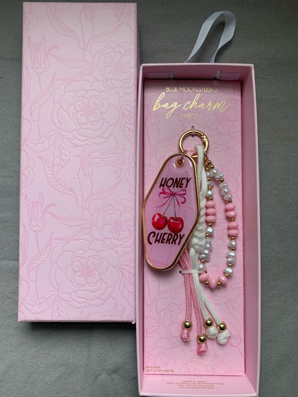🆕- Pink Honey Cherry Key & Bag Charm with Beaded Tassels